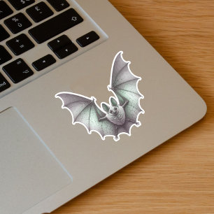 Spooky Flying White Bat Green Glow Wings Spread