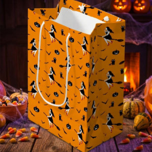 Spooky Flying Witch Halloween Greeting  Medium Gift Bag