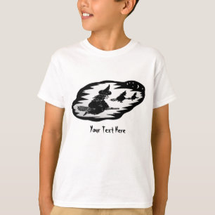 spooky flying witches on broomsticks halloween T-Shirt