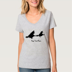 spooky flying witches on broomsticks halloween T-Shirt