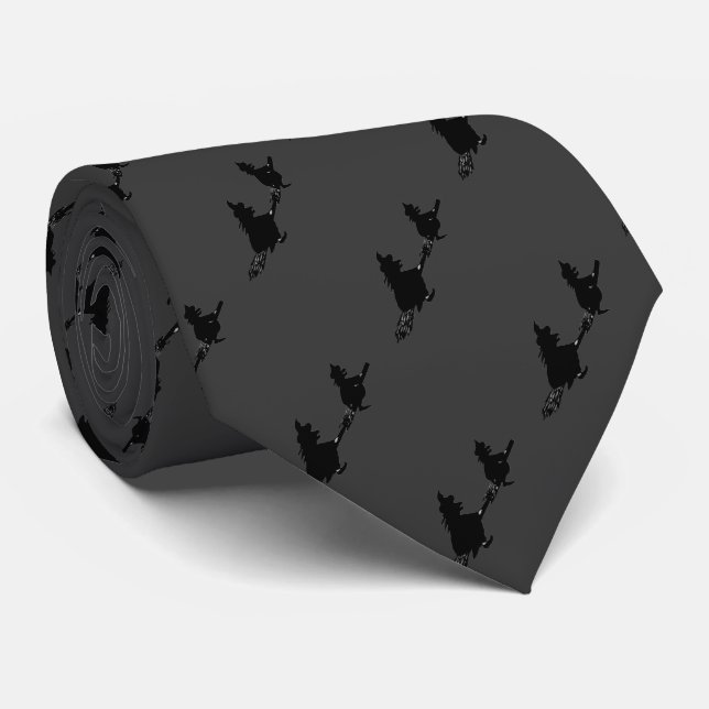 spooky flying witches on broomsticks halloween tie (Rolled)