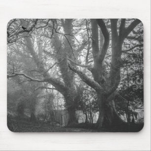 Spooky Forest Black and White Photography Mouse Mat