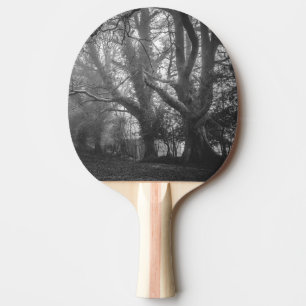 Spooky Forest Black and White Photography Ping Pong Paddle