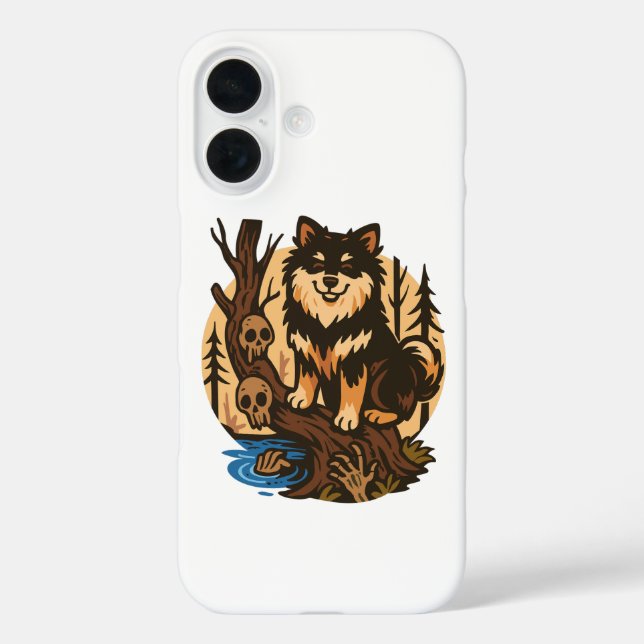 Spooky Forest Dog with Skulls Horror Art Case-Mate iPhone Case (Back)