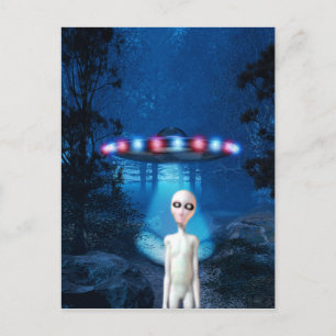 Spooky Forest UFO Close Encounter Postcard