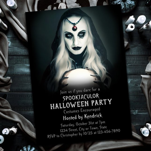 Spooky Fortune Teller Halloween Costume Party Invitation (Creator Uploaded)