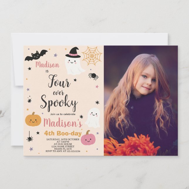 Spooky Four Kids Halloween Birthday Invitation (Front)