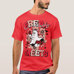 Spooky Freak In The Sheets Red Flower Ghost Women T-Shirt
