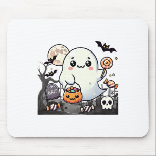 Spooky Friends Cute Halloween Ghost Pumpkin Moon Mouse Mat