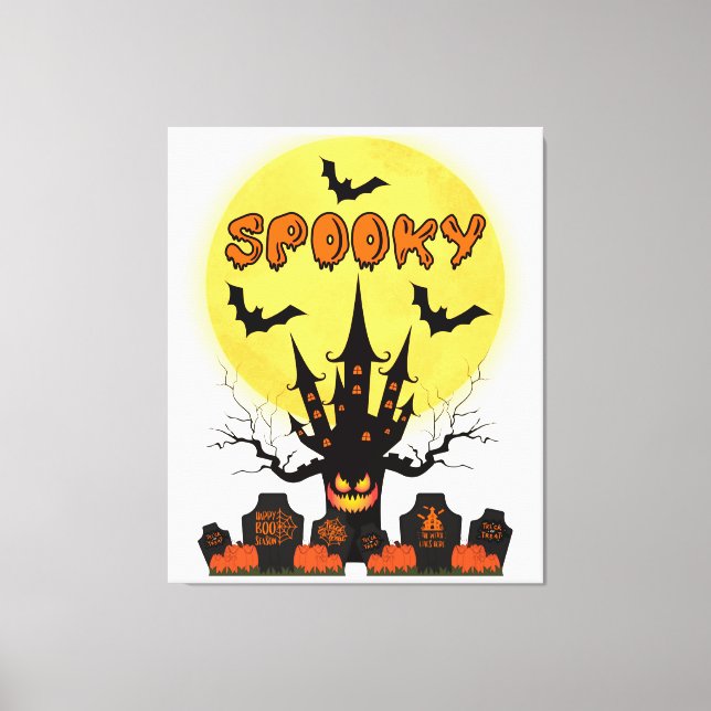 Spooky Fright Night Halloween Canvas Wall Art (Front)