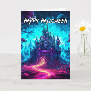 Spooky Frightful Haunted House   Happy Halloween Card
