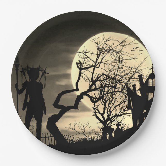Spooky Full Moon Paper Plate (Front)