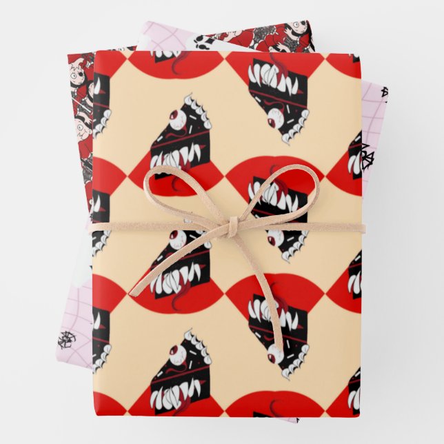 Spooky Fun Halloween Gift Wrapping Paper (In situ)