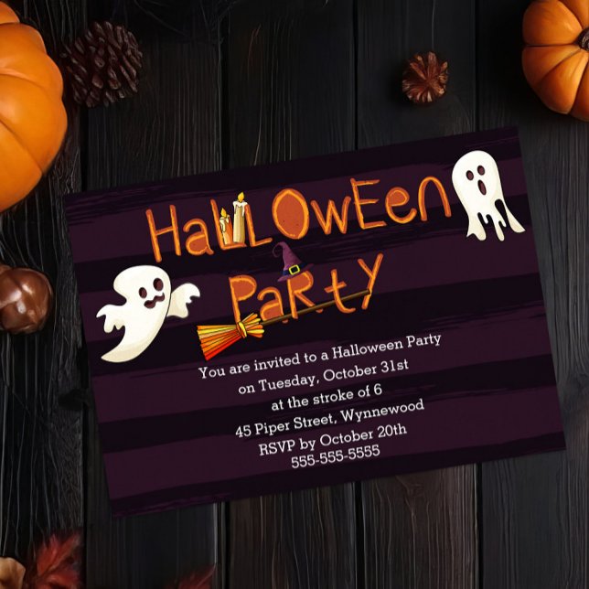 Spooky Fun Halloween Party - Ghosts & Witches Hat Invitation (Creator Uploaded)