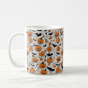 Spooky Fun Halloween Pumpkins & Bats Pattern Coffe Coffee Mug