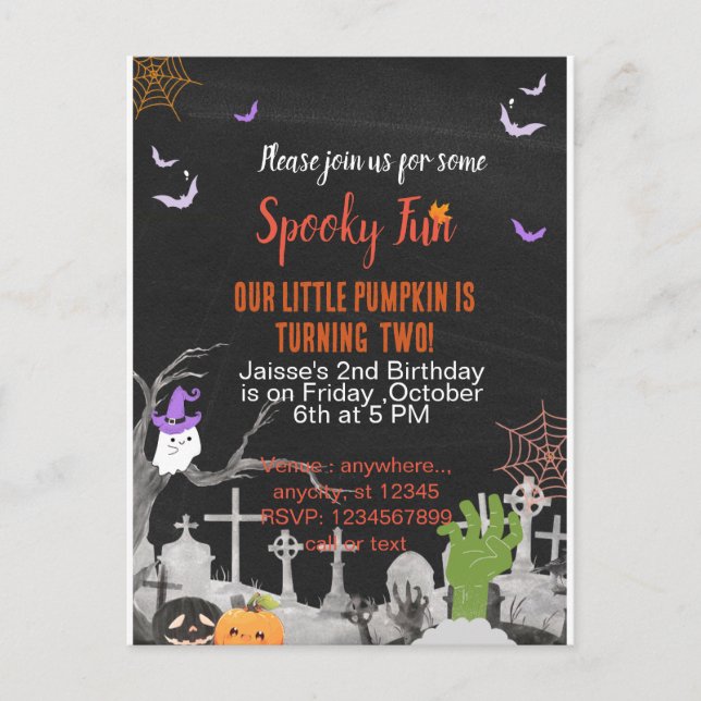 Spooky fun Halloween theme special party  Invitation Postcard (Front)