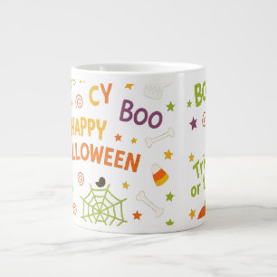 Spooky & Fun Pumpkin - Colorful Halloween Pattern  Large Coffee Mug