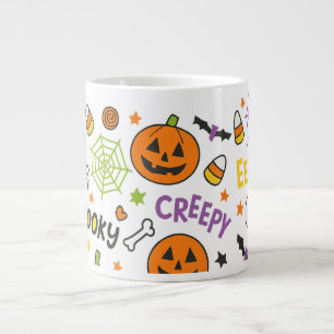 Spooky & Fun Pumpkin - Colorful Halloween Pattern  Large Coffee Mug