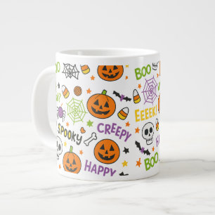 Spooky & Fun Pumpkin - Colorful Halloween Pattern  Large Coffee Mug