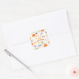 Spooky & Fun Pumpkin - Colorful Halloween Pattern  Square Sticker