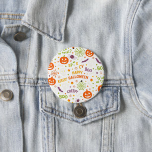 Spooky & Fun Pumpkin - Colourful Halloween Pattern 7.5 Cm Round Badge