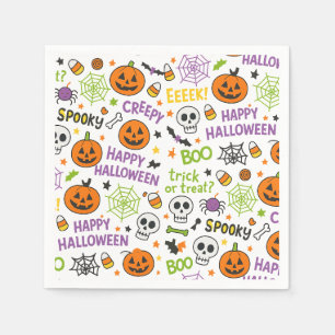 Spooky & Fun Pumpkin - Colourful Halloween Pattern Napkin