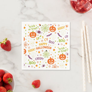 Spooky & Fun Pumpkin - Colourful Halloween Pattern Napkin