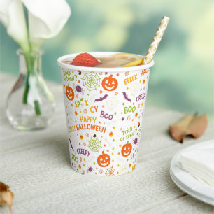 Spooky & Fun Pumpkin - Colourful Halloween Pattern Paper Cups