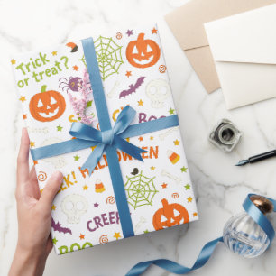 Spooky & Fun Pumpkin - Colourful Halloween Pattern Wrapping Paper
