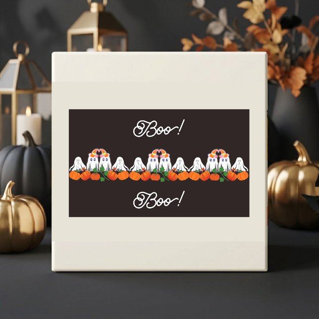 Spooky Funky Ghost Boo Halloween Pumpkin Patch Cof Rectangular Sticker (Spooky Funky Ghost Boo Halloween Pumpkin Patch Cof Rectangular Sticker)