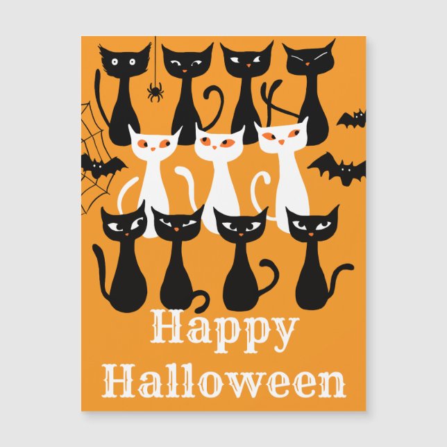 Spooky funny Halloween cats magnetic Card (Front)