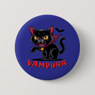 Spooky Funny Vampurr Vampire Cat 6 Cm Round Badge