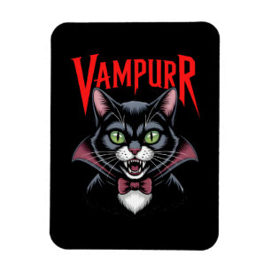 Spooky Funny Vampurr Vampire Cat Halloween Magnet