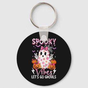 Spooky Funny Vibes Halloween Ghouls Cute Boo Bow T Key Ring