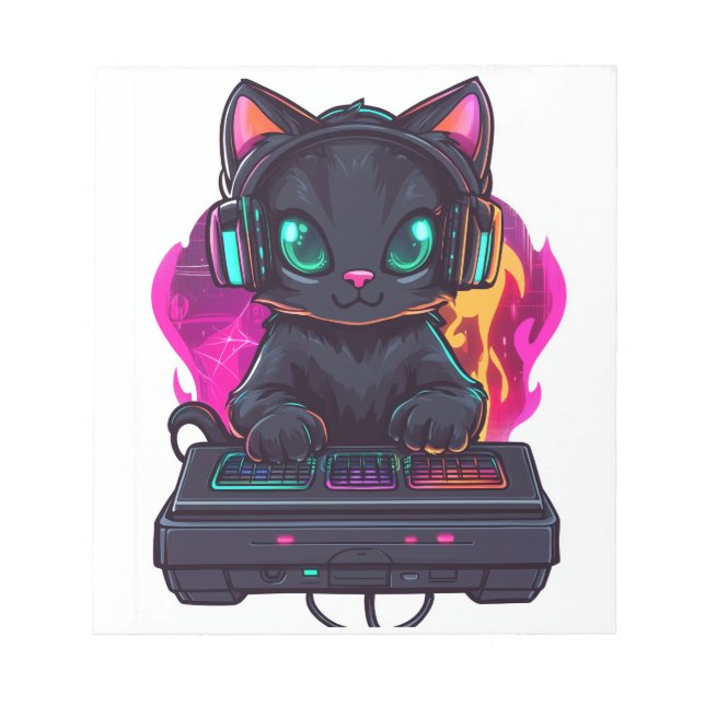  Spooky Gamer Cat Notepad (Front)