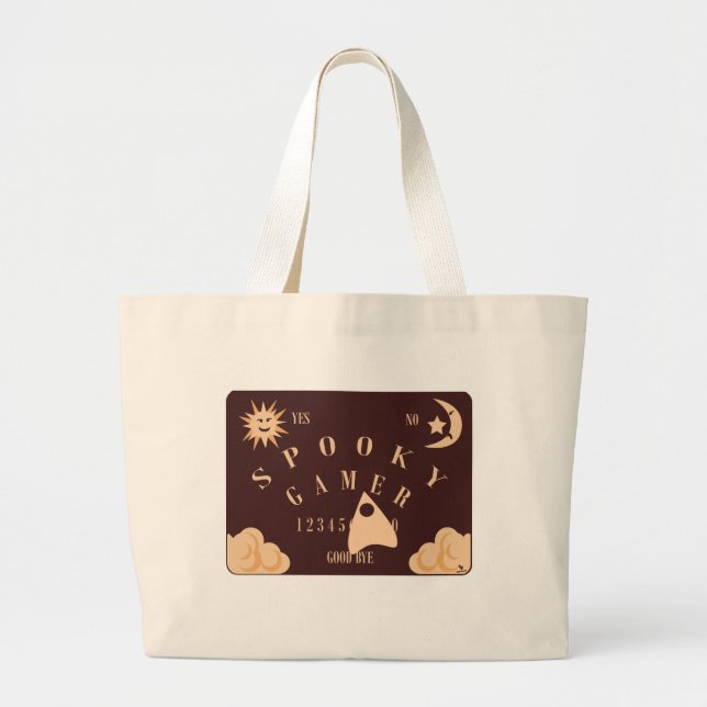 Spooky Gamer Fun Boardgame Slogan Large Tote Bag (Front)