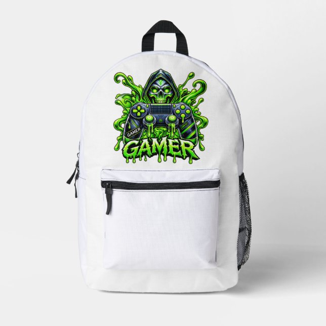 Spooky Gaming – Halloween Gamer Ghost Controller  Printed Backpack (Front)