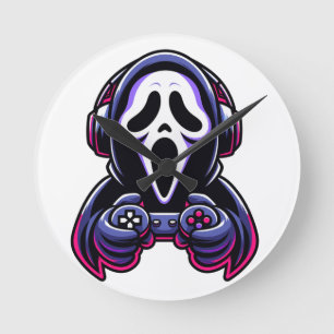 Spooky Gaming – Halloween Gamer Ghost Controller Round Clock