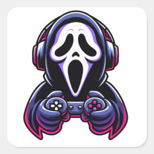 Spooky Gaming – Halloween Gamer Ghost Controller Square Sticker