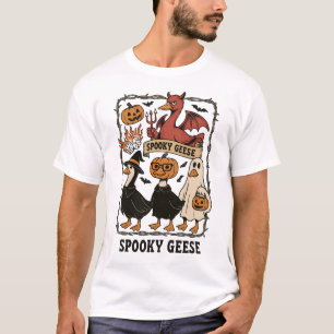 Spooky Geese Halloween Costumes Funny Goose Graphi T-Shirt