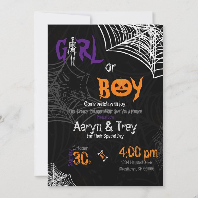 Spooky Gender Reveal Invitation (Front)