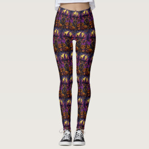 Spooky German Shepherd Halloween Witch Pumpkin Leggings