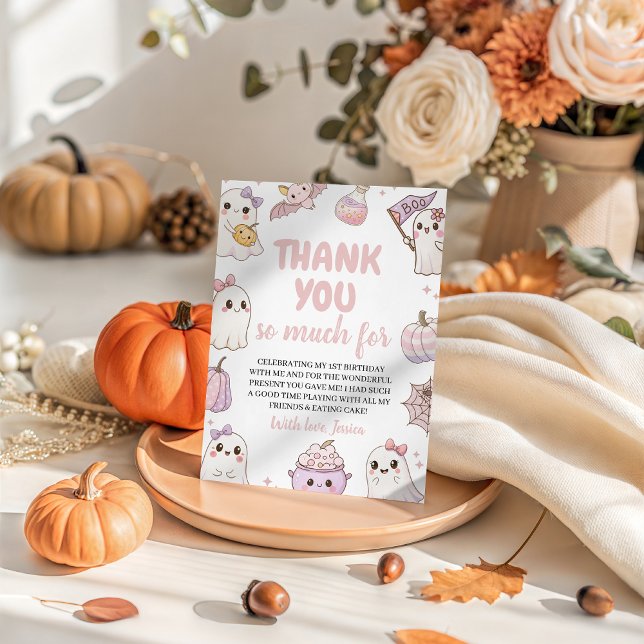 Spooky Ghost 1st Birthday Thank You Card (Creator Uploaded)
