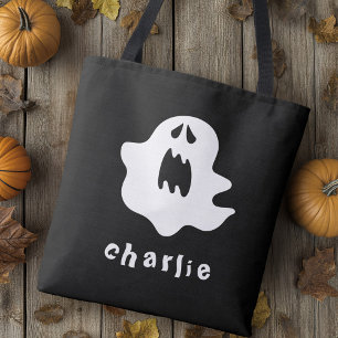 Spooky ghost and name Halloween Tote Bag