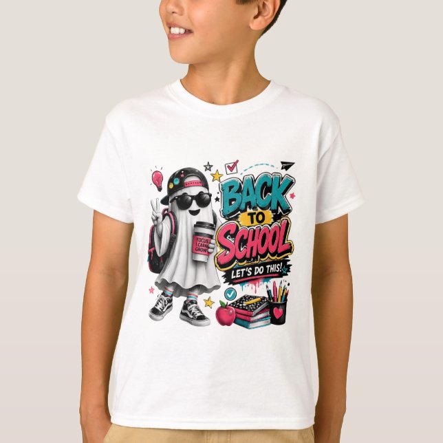 Spooky Ghost Back To School Halloween Shirt (Front)