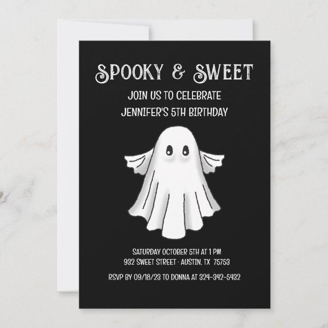Spooky Ghost Birthday Invitation (Front)