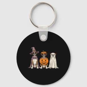 Spooky Ghost Boxer Dog Lover Pumpkin Halloween Key Ring