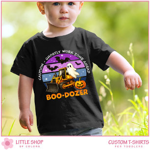 Spooky Ghost Bulldozer Customisable Halloween Toddler T-Shirt