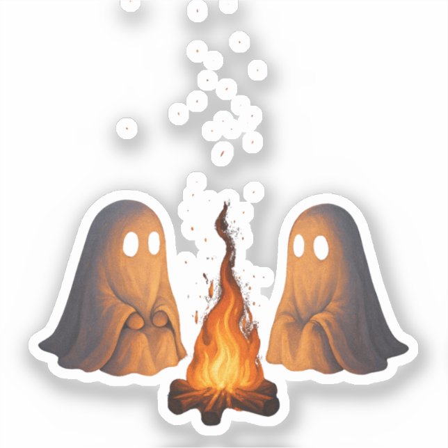 Spooky Ghost Campfire Night Forest Art - Halloween (Front)