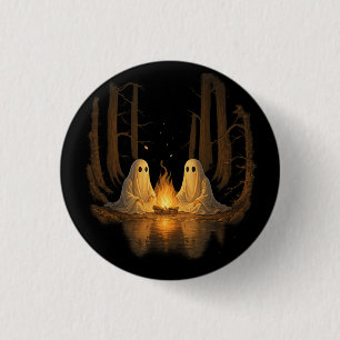 Spooky Ghost Campfire Night Forest Art - Halloween 3 Cm Round Badge